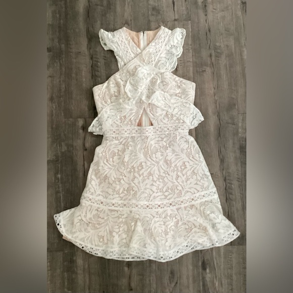 White Lace Mini Dress - Picture 2 of 4